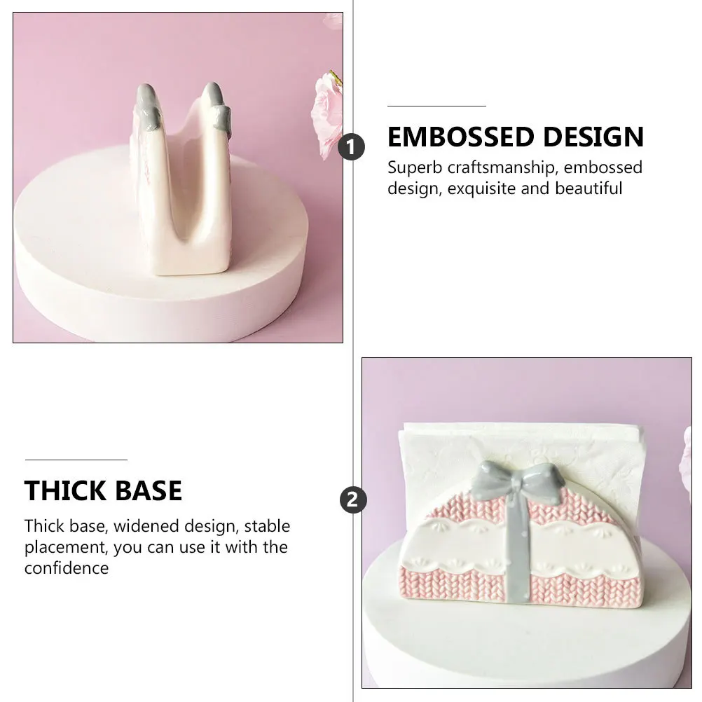 

Napkin Holders Decorative Accessories Guest for Tables Pink Freestanding Ceramic Rack