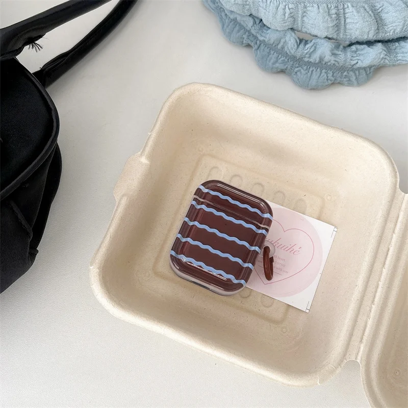 Casing Earphone pola gelombang kreativitas untuk Apple Airpods 4 3 2 Pro, casing pengisi daya Headphone silikon pesona Pro 2