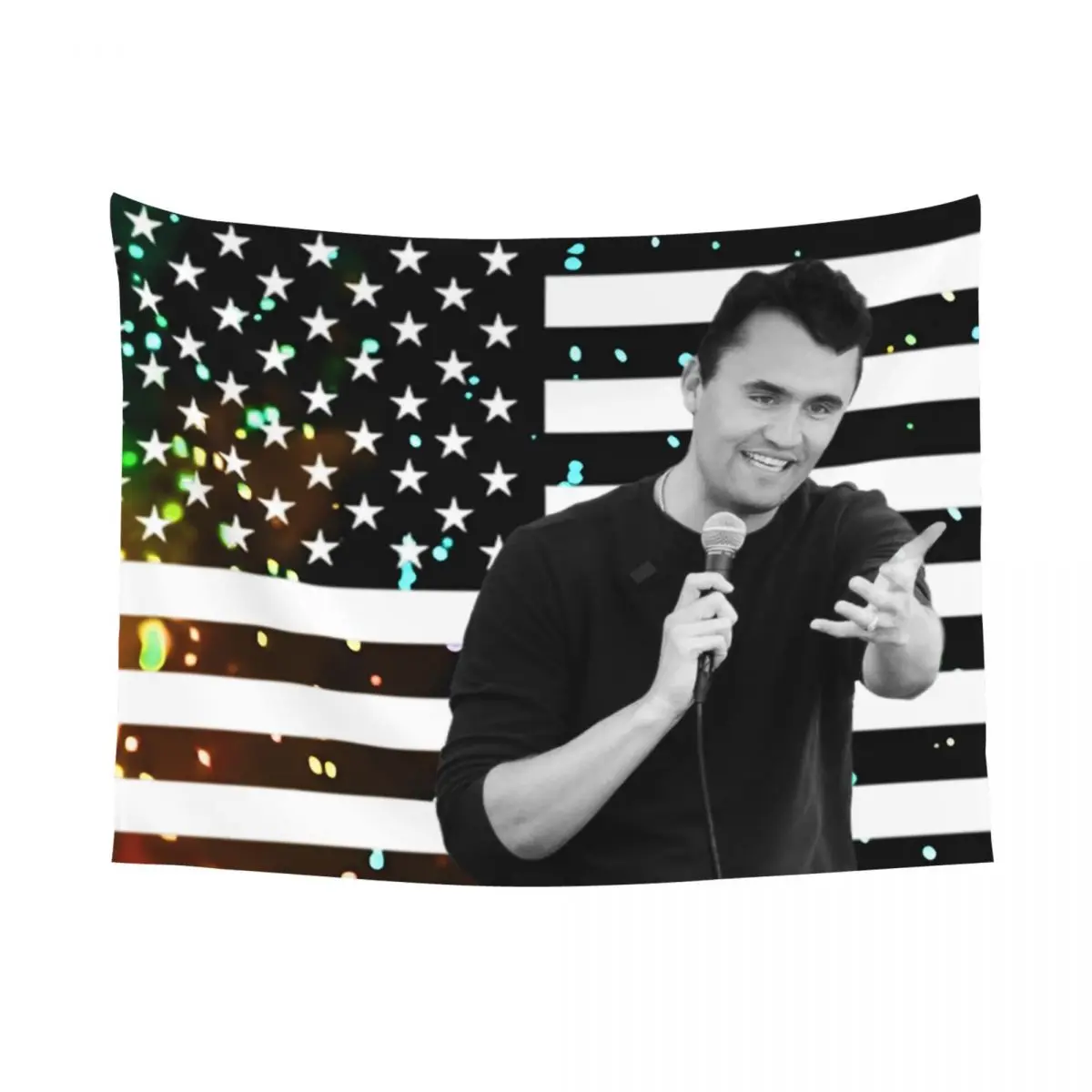 تشارلي كيرك العلم الأمريكي نسيج البوليستر الملون الجدار الشنق ديكور الغرفة غطاء الطاولة بطانية الرجعية