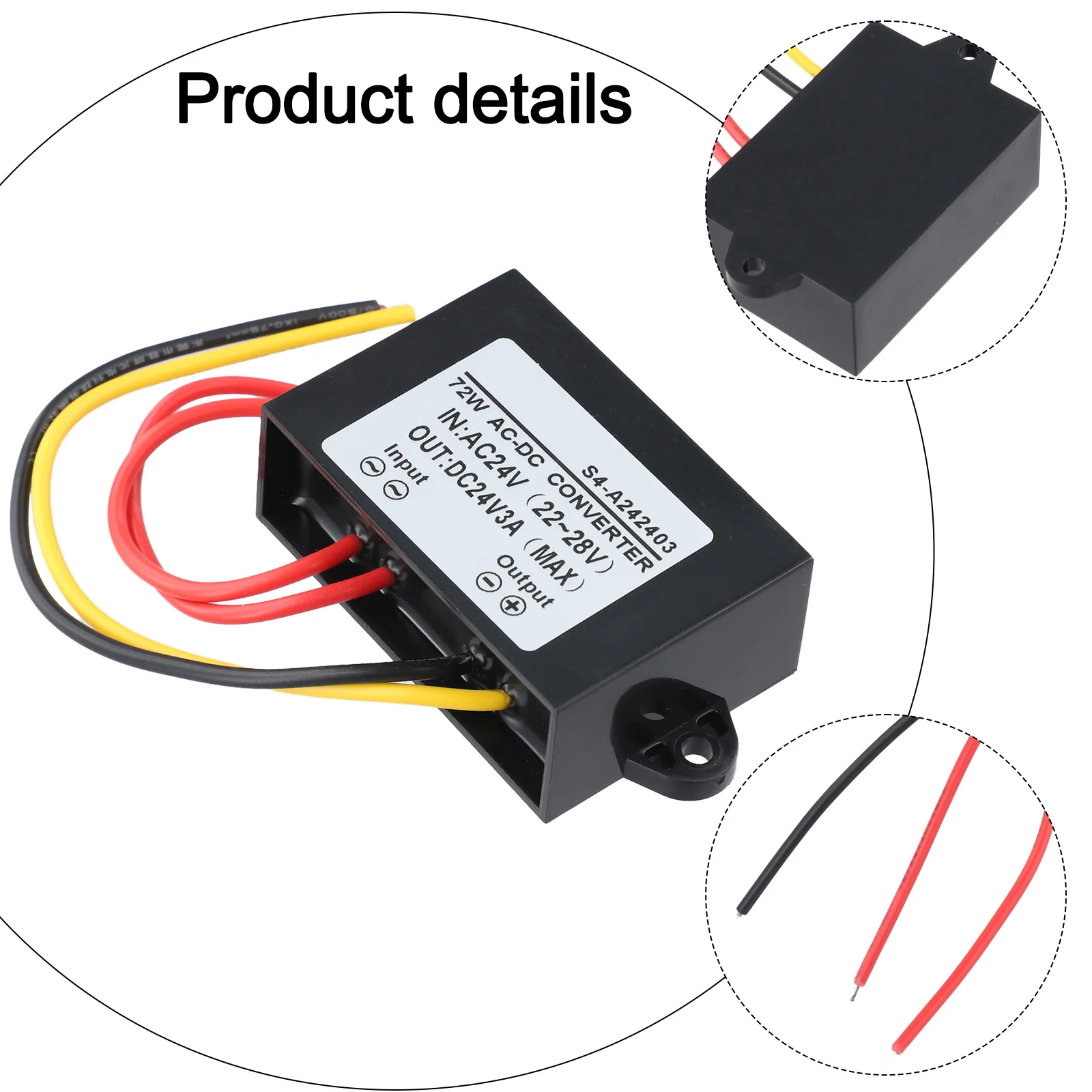 

Heavy Rains AC-DC Converter 3a Voltage Regulation System Product Size 75*40*22mm Working Temperature -40-85 No-load Adjustment 1