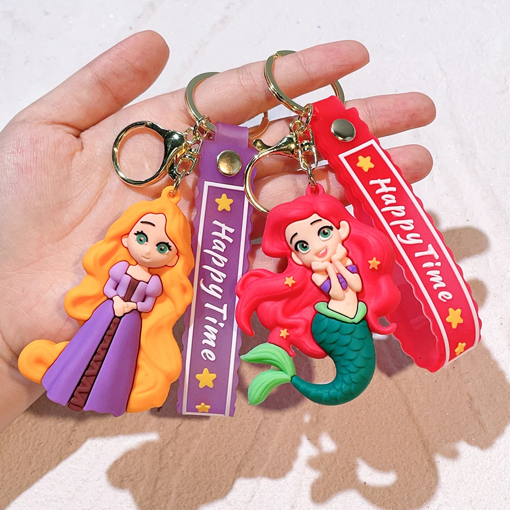 Disney's beautiful princess series keychains, car keychains, cute and interesting personalized bag decorations, pendants with co
