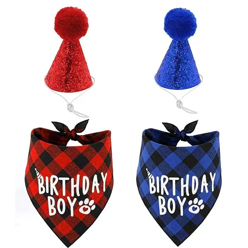 Pet Party Decoration Set Dog Birthday Triangle Scarf Hat Bow Tie Dog Birthday Decoration SuppliesDog Supplies для собак Cat