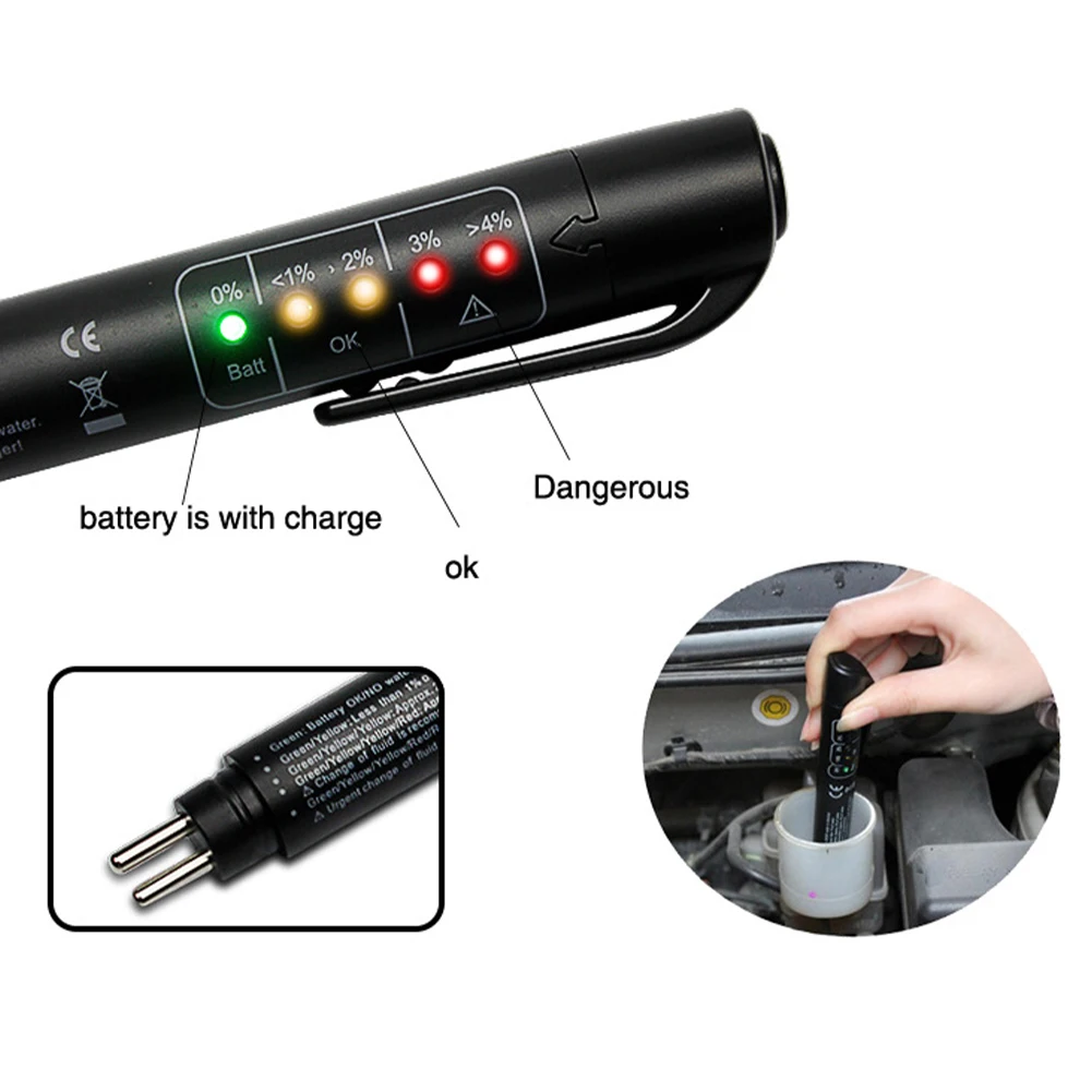 Car Brake Fluid Test Pen 5 LED Indicator Brake Fluid Tester DOT3 DOT4 DOT5 Brake Fluid Tester Car Diagnostic Tool