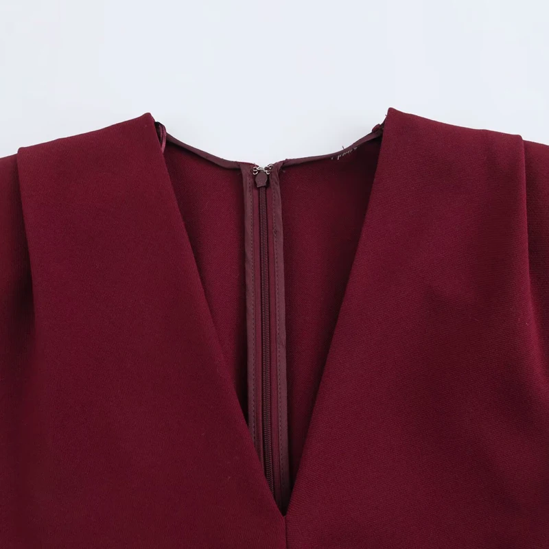 فستان نسائي أحمر من HXAO فساتين صيفية 2025 فساتين حفلات أنيقة فستان سهرة غير رسمي للحفلات الراقصة مكشكش بدون أكمام فستان طويل #4