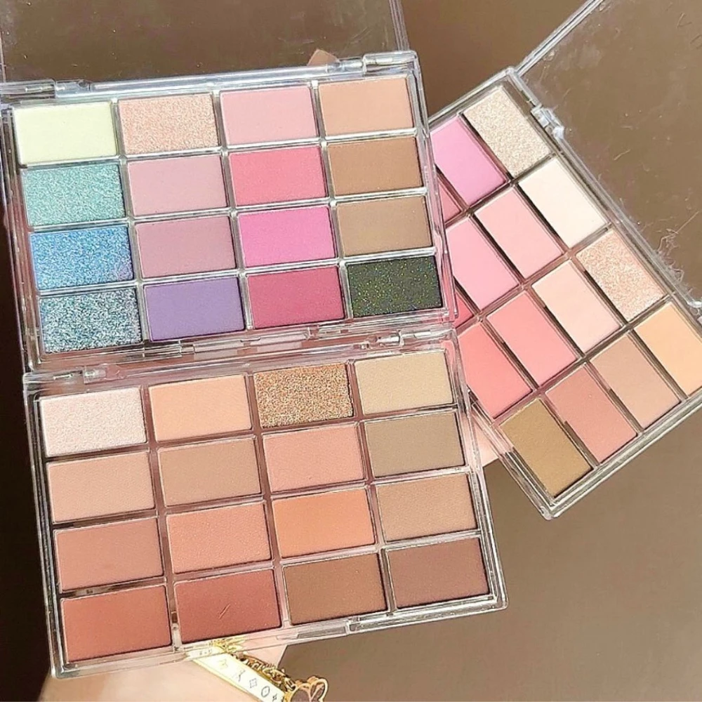 

Палитра теней для век с низкой насыщенностью, 16 цветов, высокий уровень внешнего вида, матовые тени для век, блестящие тени для век, стойкий макияж глаз