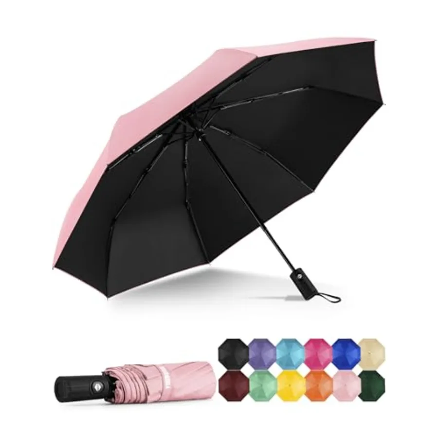

Windproof Travel Umbrella - Automatic Umbrellas for Rain, Compact Folding Umbrella with UV Protection, Lightweight Portable Des