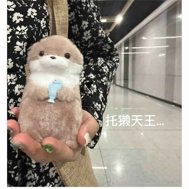 New 11cm Otter Doll Cute Little Otter Little Animal Plush Toy Cute Internet Red Wind Mini Doll Table Decoration Christmas Gift