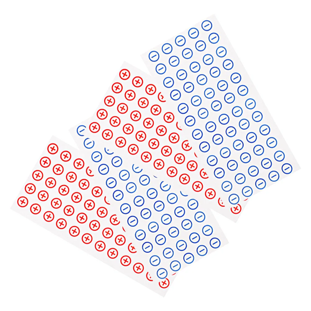 4 Sheets Self Adhesive Polarity Stickers Red Blue Color Coding for Electrical Devices and Posts