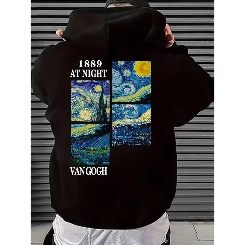 

2026 New Starry Night Print Artistic Pattern Men Women Hooded Sweatshirt Autumn Winter Daily Outdoor Casual Warm Sportswear