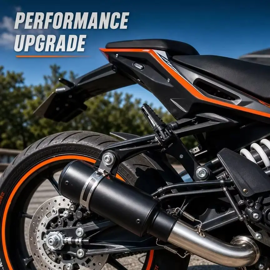 Sport Bike Straight‑through 51mm Exhaust Muffler With Protective Mesh Cap Universal Fit For Horizon Large‑cc Motorbike