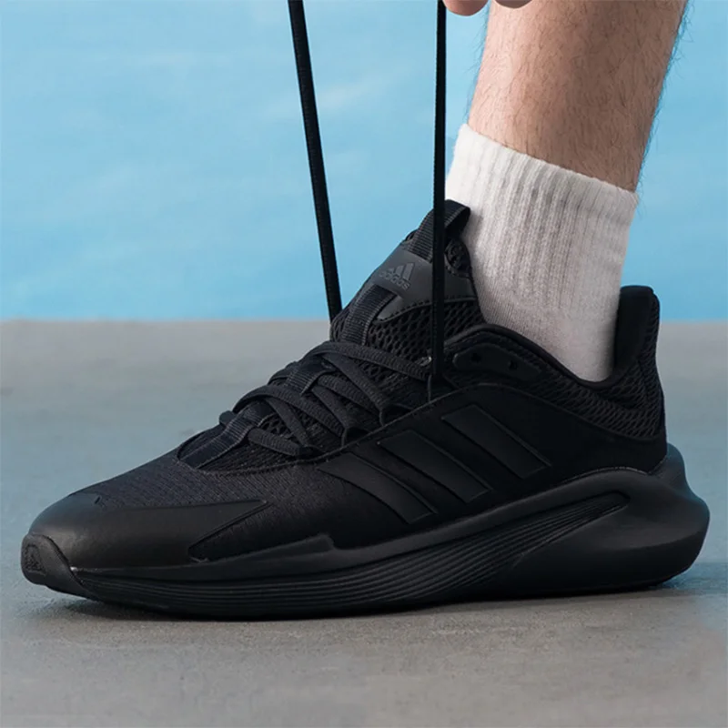 Zapatillas adidas All Black Mesh Cushion para correr, zapatillas deportivas informales con absorción de impactos de tres rayas para hombre y mujer JP5227