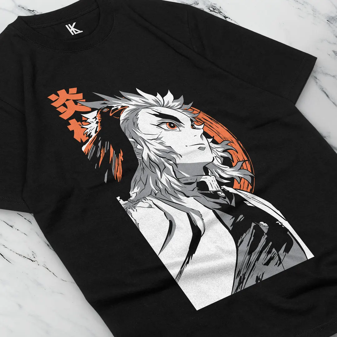 Kyojuro Rengoku Shirt Demon Slayer Tshirt Tanjiro T-Shirt Flame Pillar Anime Tee