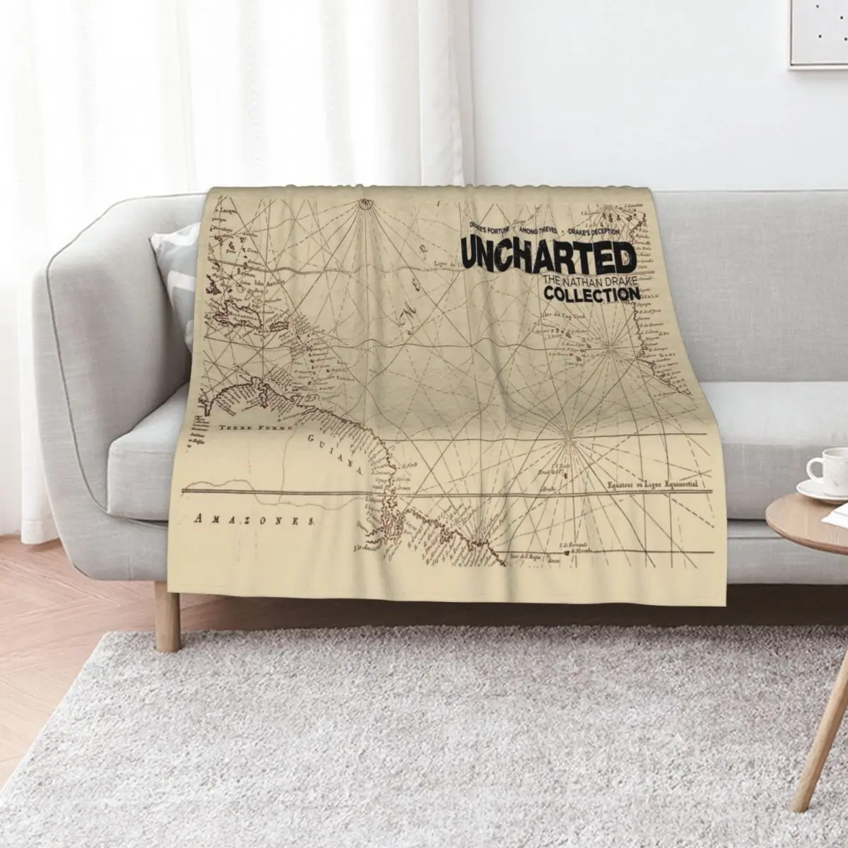 

Uncharted Map Design Throw Blanket warm winter Camping Hairys Plaid on the sofa Blankets