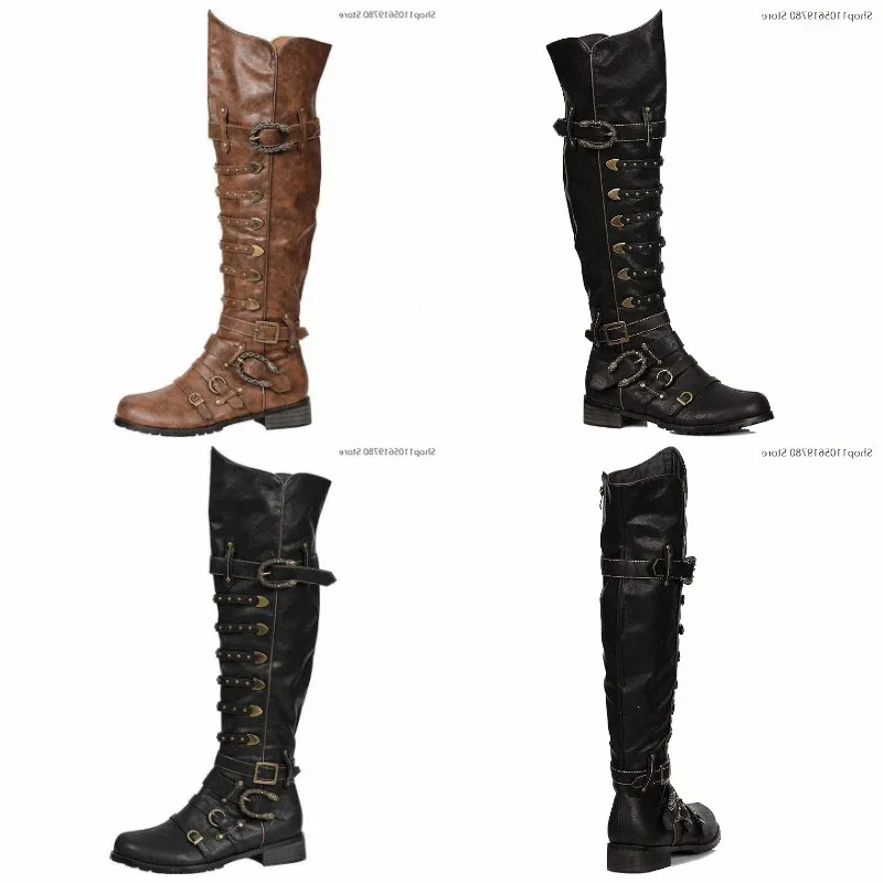 2026 Men Plus Size Vintage Tall Boots Medieval Renaissance Retro European Fashion Shoes Ideal Festival Stage Daily Dress Up Wear