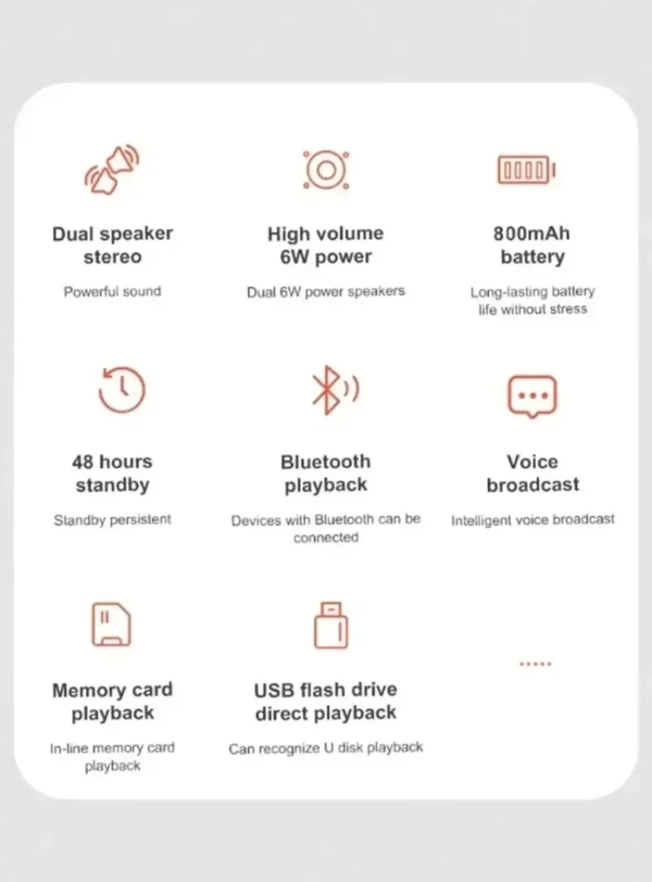 Lenovo Tragbarer Bluetooth TFUSB-Lautsprecher, kabelloser FM-Doppellautsprecher, Stereo-Subwoofer, Sprachübertragung, Heim-HiFi-Audio-Lautsprecher – Detail 3