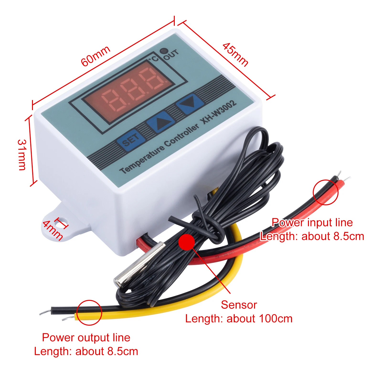 Digital Thermoregulator Thermostat Temperature Control Controller Switch XH-W3002 110-220V/12V Poultry Breeding Hatching 1Pc