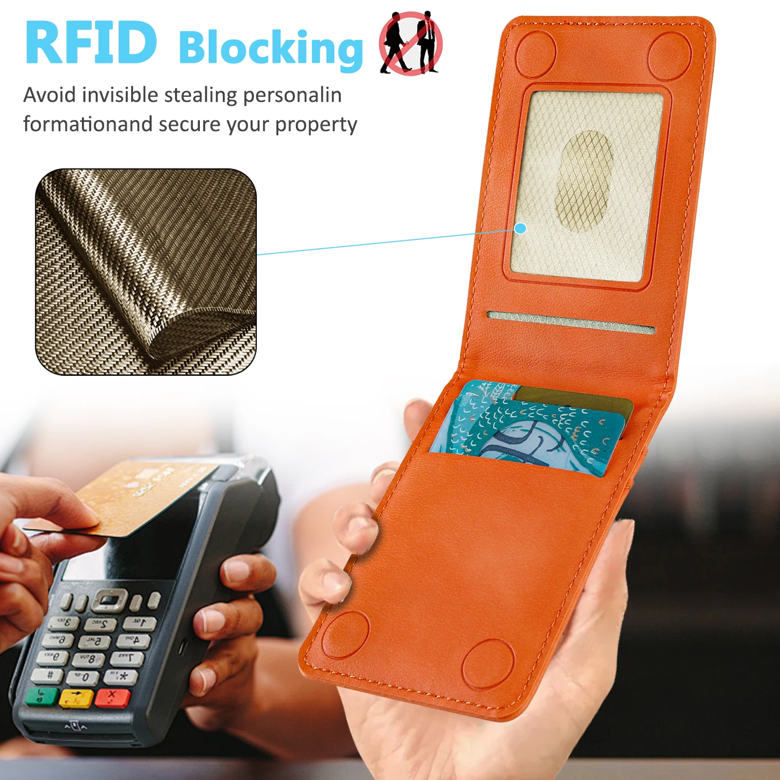 Magnetic Double Layer Phone Card Holder Bank Card Magnetic Protective Cover for IPhone 17/16/15/14/13 Samsung Ultra slim wallet