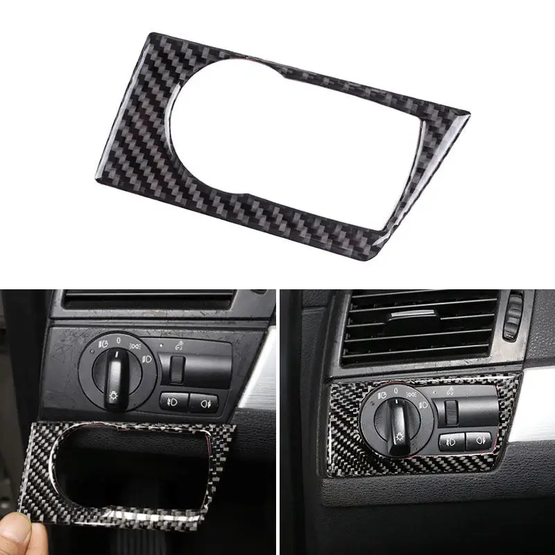 

Для BMW X3 E83 2006-2010: 1 шт. Мягкая накладка из карбонового волокна на панель переключателей фар, аксессуар для интерьера автомобиля