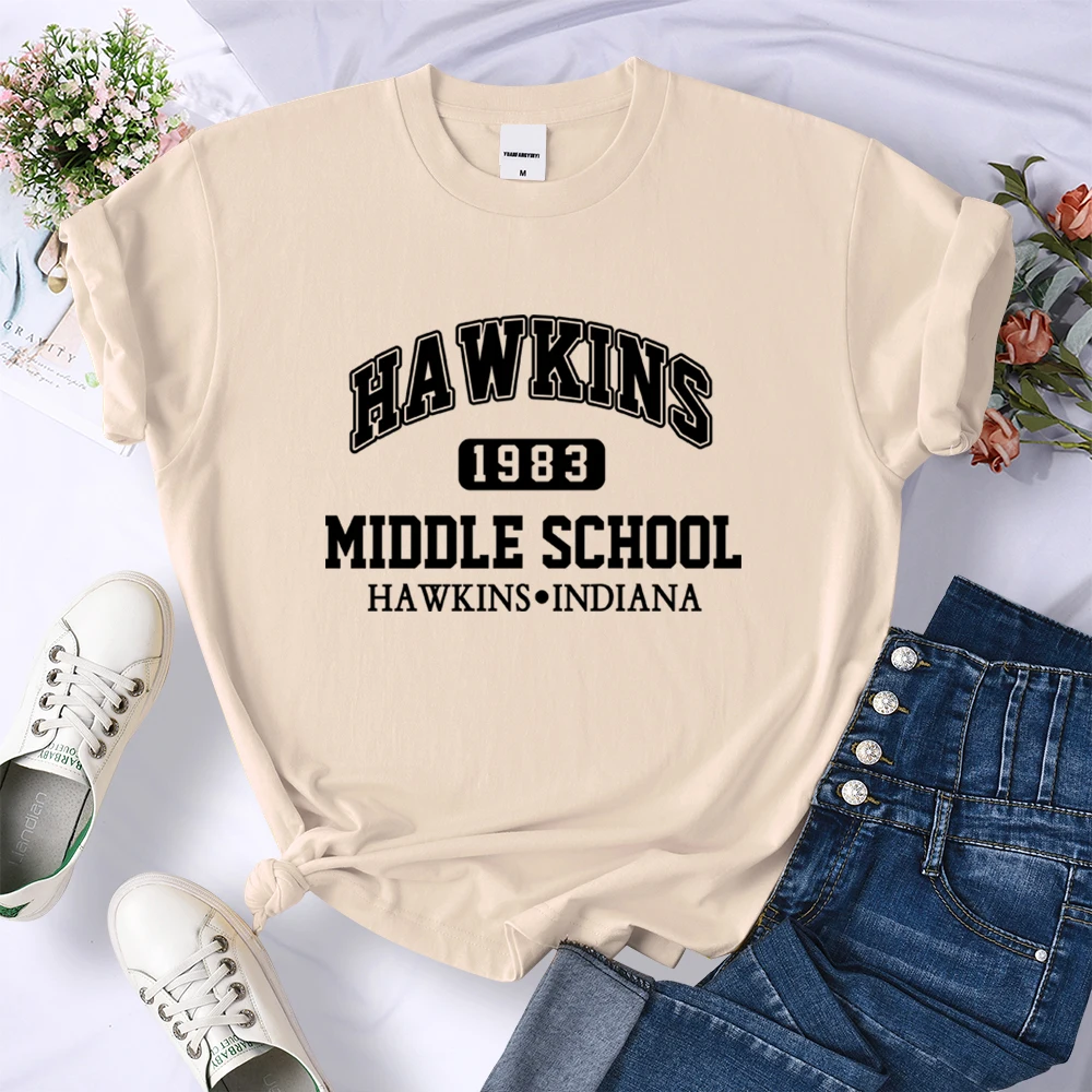 Hawkins 1983 Middle School Indiana Female T-Shirts Fashion Casual Tshirts Street Hip Hop Tee Clothing O-Neck Summer Crop Top