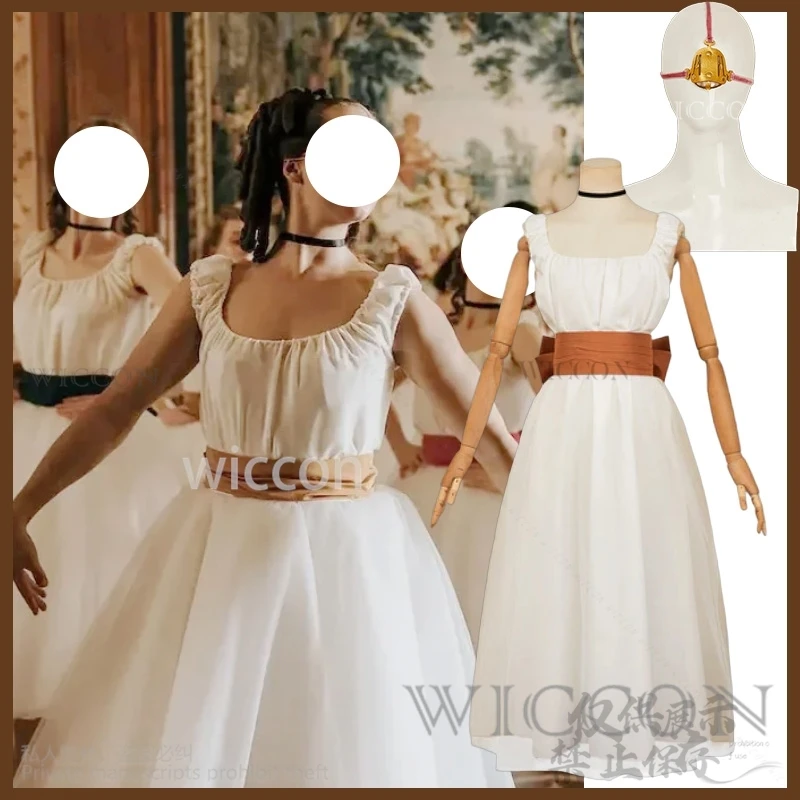 

Movie Ugly Sister Cosplay Elvira Anime Costume Dance Training Clothes White Long Skirts Lolita Face Decorations Mask Customized