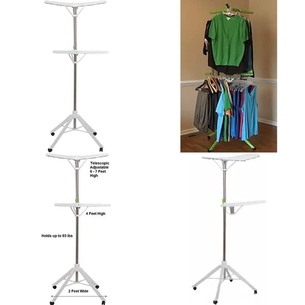 

Сушилка для одежды из нержавеющей стали с регулируемой высотой, вместимость 120 и 4 колесиками для одежды