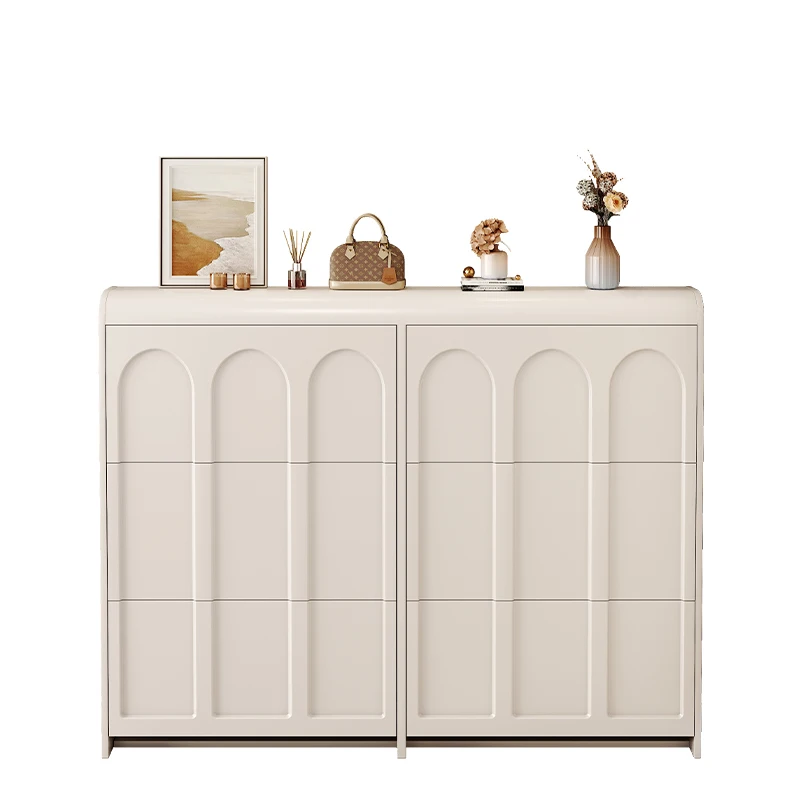 Cream-style ultra-thin tipper household large-capacity entrance cabinet integrated simple storage shoe rack