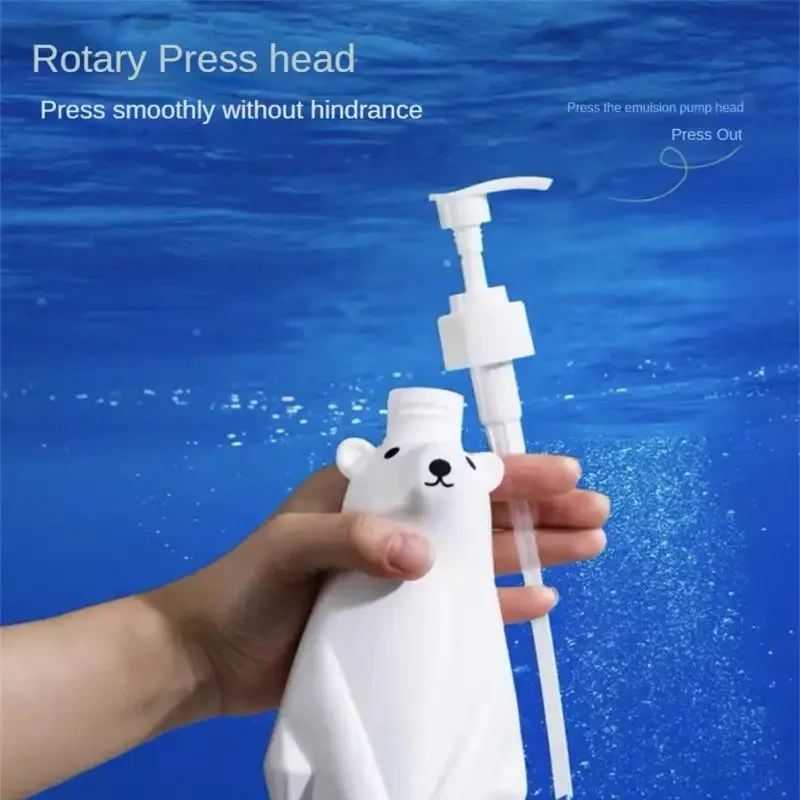 450ML Bathroom Lotion Dispensers Cute White Polar Bear Soap Dispenser Pump Bottle Refillable Shampoo/Hand Sanitizer Dispenser