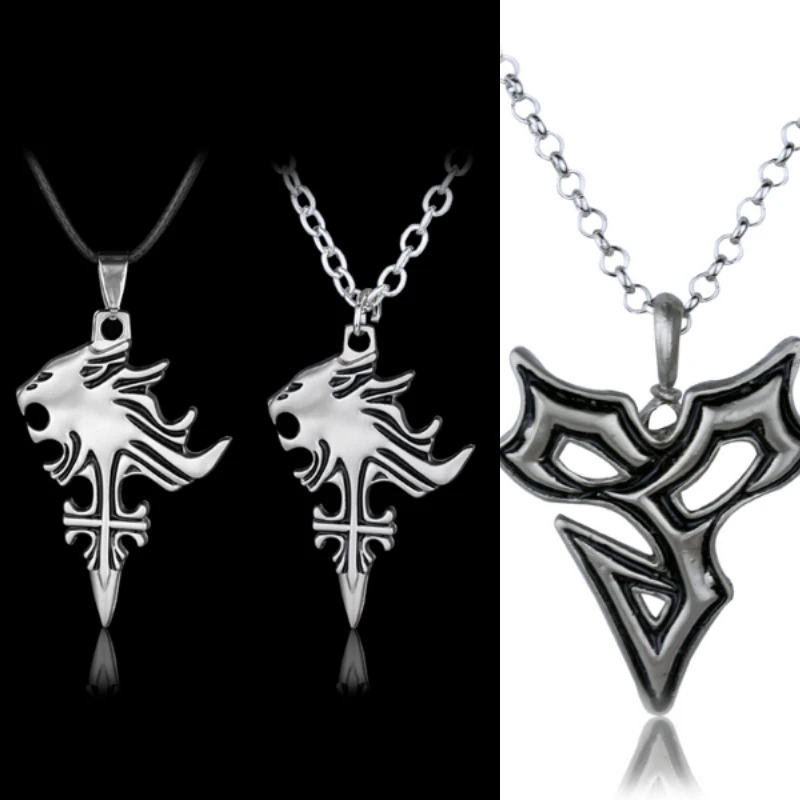 Game Series Cool Final Fantasy Pendant KeyChain Necklace Final Fantasy VII Cloud Wolf Head Logo Metal Exquisite chaveiro