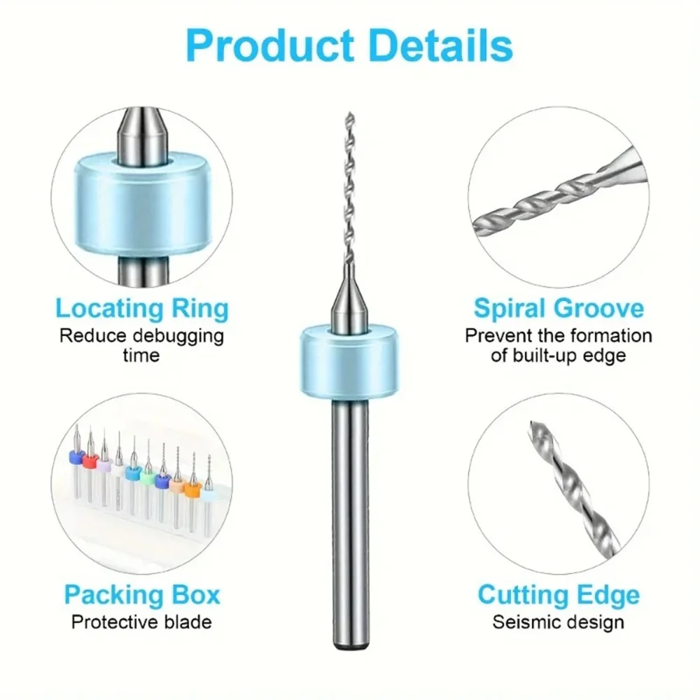 10 pz 0.3-3.0mm Mini PCB Punta da trapano Carburo di Acciaio al Tungsteno Twist Drill Lega ad Alta Durezza Micro Punta da trapano PCB Legno Plastica Metallo