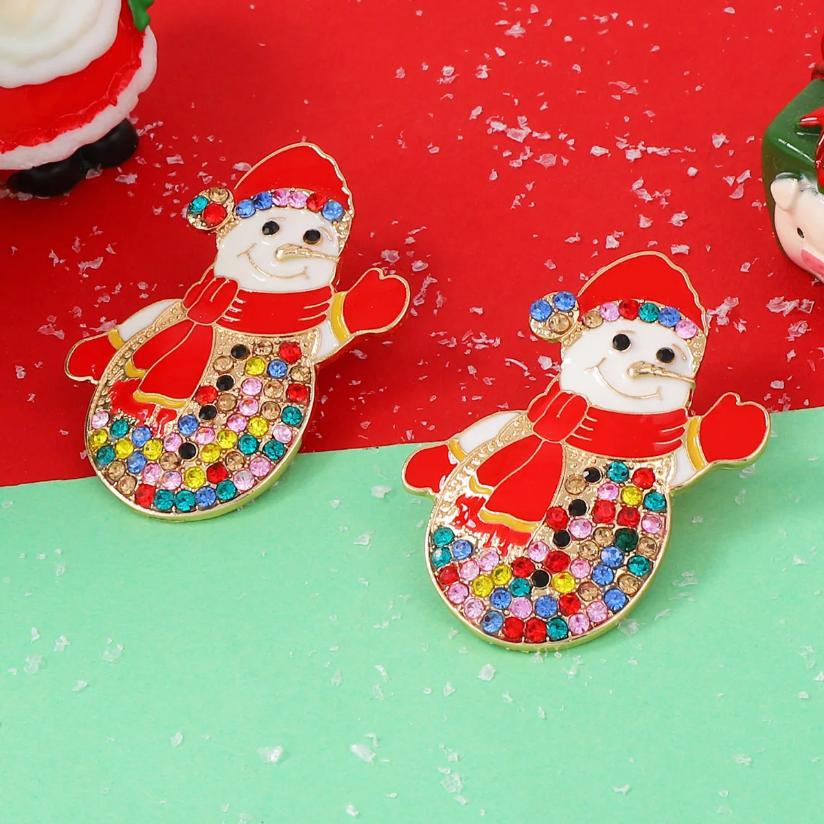 DIGADAGU المعادن عيد الميلاد حجر الراين ثلج وأقراط جديدة بسيطة أنيقة أقراط النساء السنة الجديدة حزب مجوهرات اكسسوارات