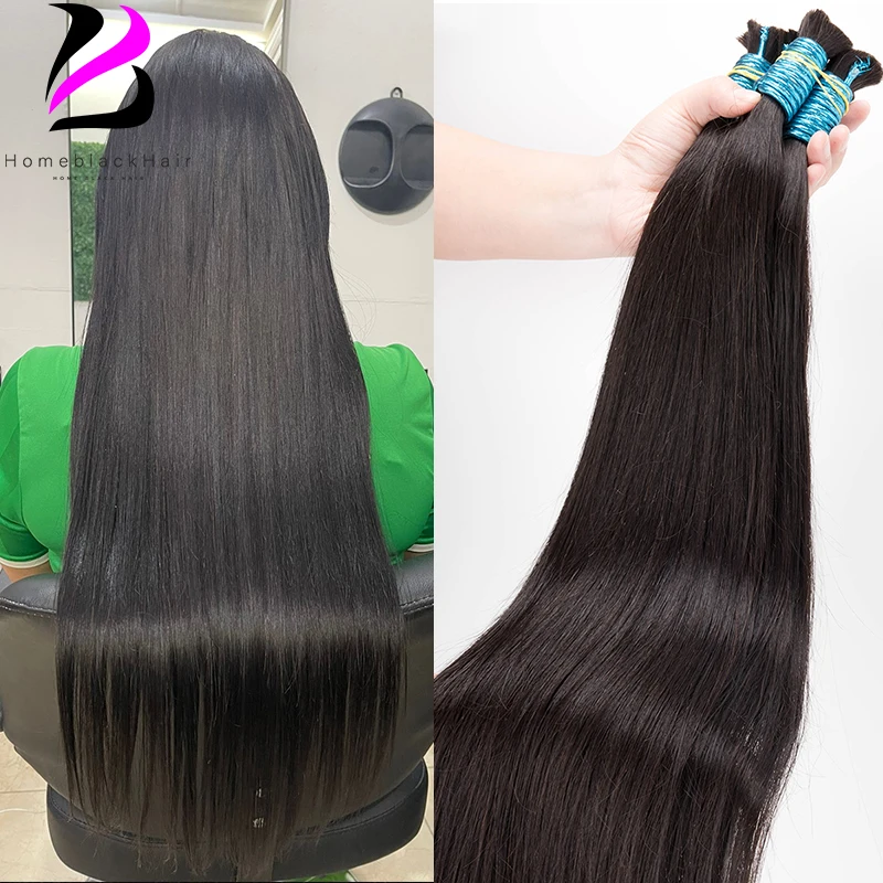 No Weft Virgin Bulk Hair Weaving For Braiding Unprocessed 18-30inches 100% Human Hair Bulk Extension 16A Virgin Human Hair Remy