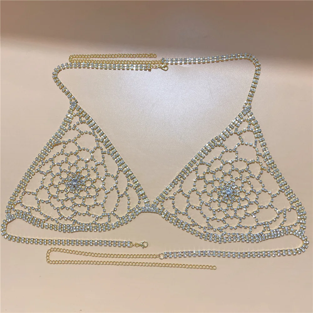 Body Jewelry crystal Bikini Bra Chain Tassels Skirt Chain Sexy  Grid type Dress Chain Night Club T Stage Catwalk Body Chain