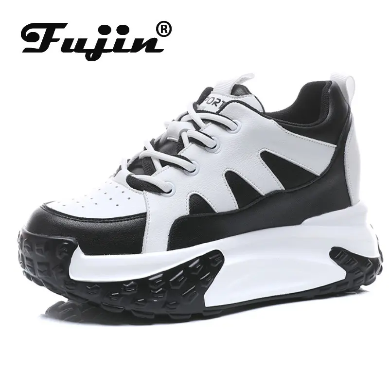 

Fujin 7cm Cow Genuine Leather Platform Wedge Chunky Sneaker Casual Comfy Breathable Spring Autumn Mixed Color High Brand Shoes