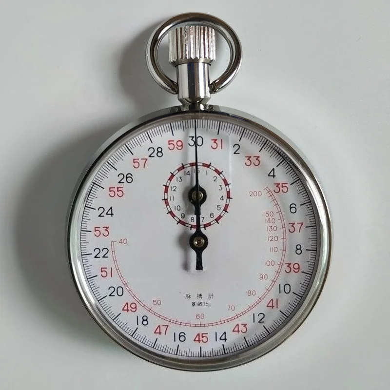 JM807 Analog Mechanical Stopwatch 15 Min 30 Sec Pulse Scale Handheld Timer for Sport Training