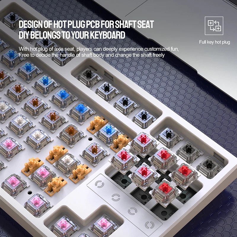 Imagem -05 - Autorização Teclado Mecânico para Jogos sem Fio K87 para pc Gamer Rgb Swappable bt 5.0 2.4 Ghz Modos 87 Chaves