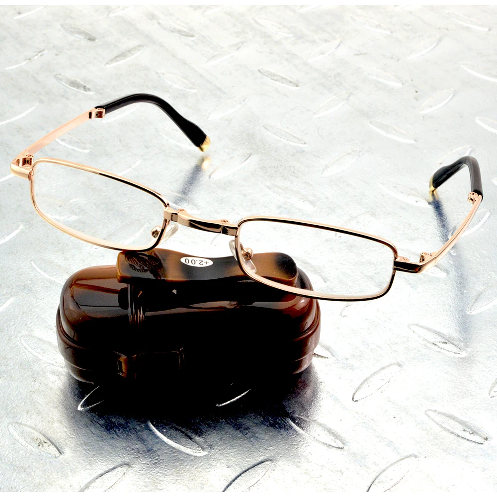 Crystal Lens Folding Foldable Reading Glasses Includes Amber Portable Glasses Case +0.75 +1 +1.25 +1.5 +1.75 +2 +2.25 +2.5 to +6