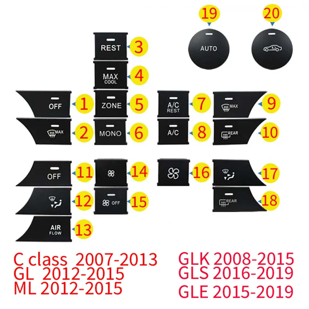 وحدة التحكم سخان التيار المتردد أزرار تكييف المناخ غطاء استبدال لمرسيدس بنز C GLK ML GL GLS GLE الفئة W204 X204 W166 X166