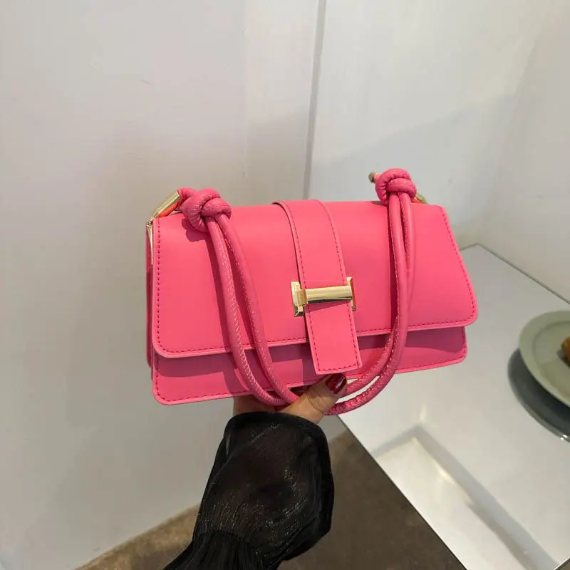 

Rosered Women Stylish PU Leather Sling Bag Solid Color Shoulder Bag Underarm Bag Fashionable Portable Large Capacity Handbag