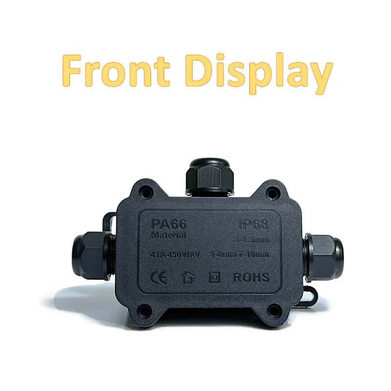 IP68 Outdoor Waterproof Junction Box 3 Way Plug Line External Cable Connection Box For Tunnel/Garden/Landscape Lights