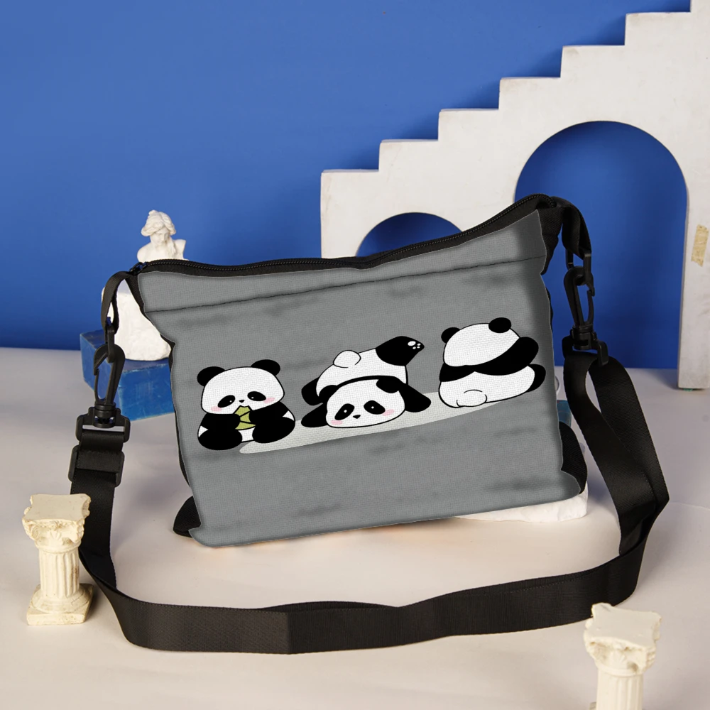 1pc Panda Print Crossbody Bag Gray Cute Panda Pattern Shoulder Bags For Women Men Casual Travel School Work Daily Use Unisex Fas