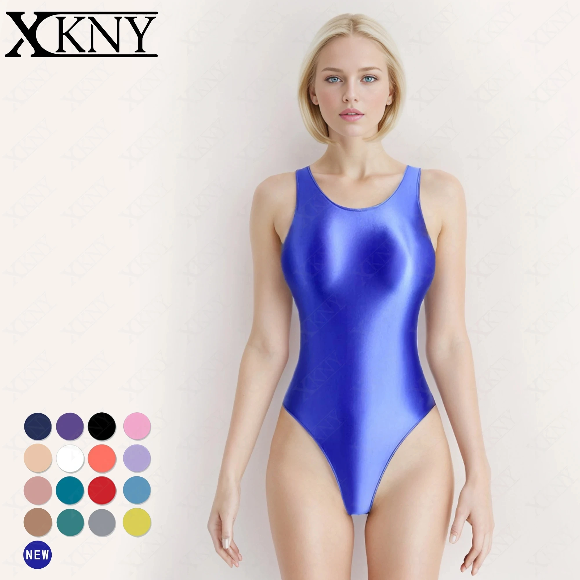 

XCKNY satin glossy One piece swimsuit women's sexy tight silk glossy swimsuit oil smooth swimsuit high cut Swimwear