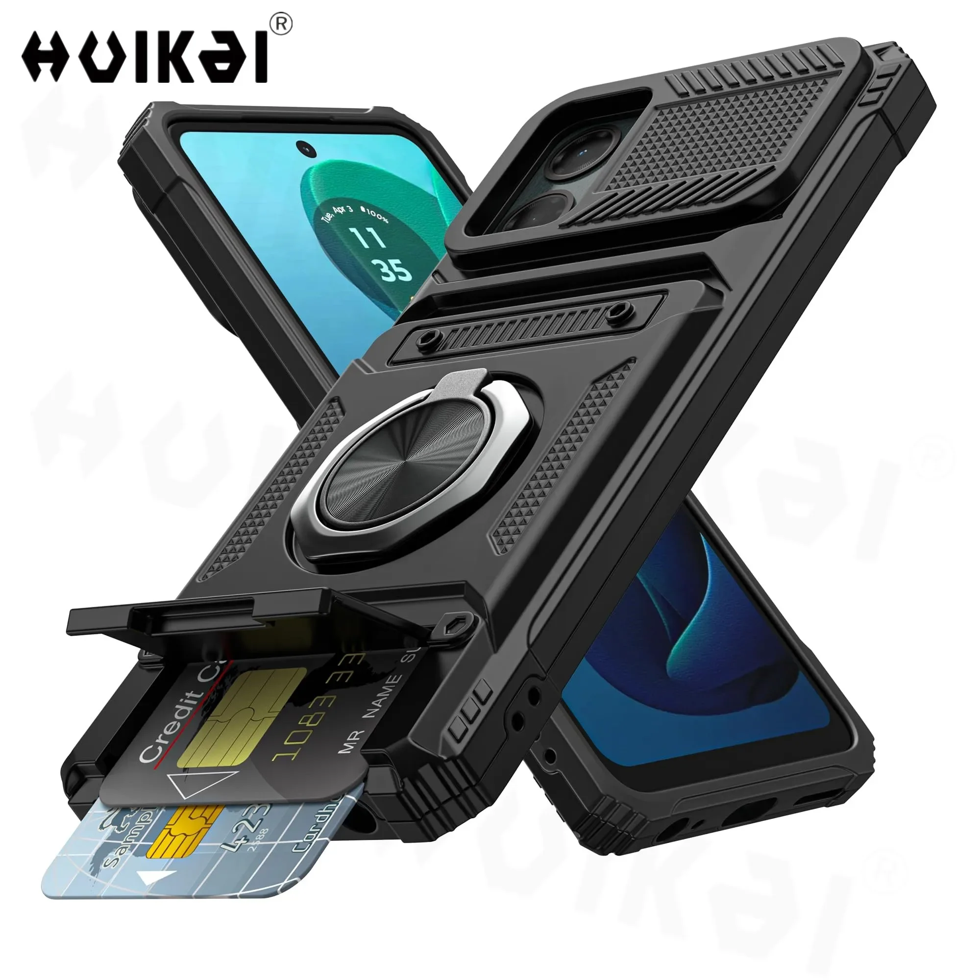 Case For Motorola Edge 50 Fusion Edge 50 Ultrra G 2024 G Stylus 5G G Play Card Holder Rotated Layer Heavy Shockproof Wallet Case