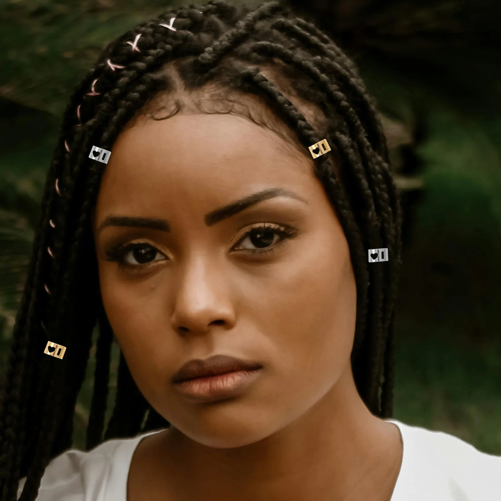 

120Pcs Heart Hollow Braid Hair Rings Lightweight Metal Hair Cuffs Dreadlock Jewelry Silver Style Accessories