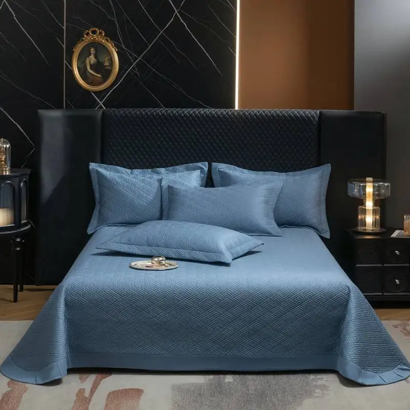 

Lightweight Summer Quilt Solid Color 100% Cotton Sateen Quilted Bedspread Set 3pcs - Smooth Bed Coverlet for King Queen Size