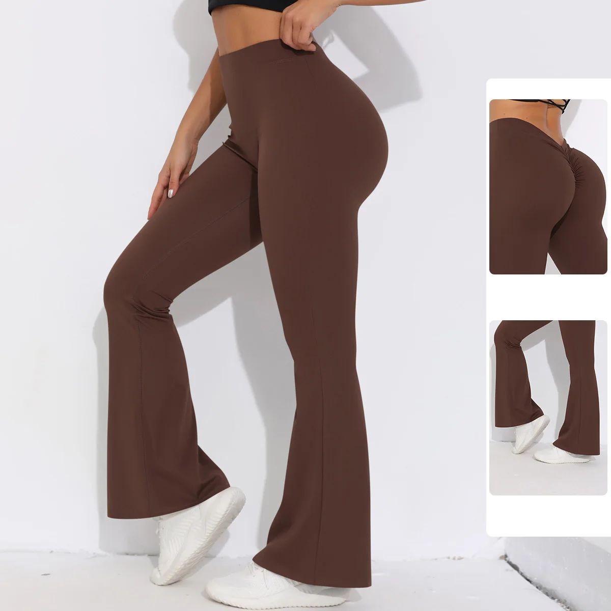 Flare Leggings V-shaped Hip Yoga Pants Women High Waist Push Up Wide Leg Pants Women Gym Fitness Sports Flared Workout Tights