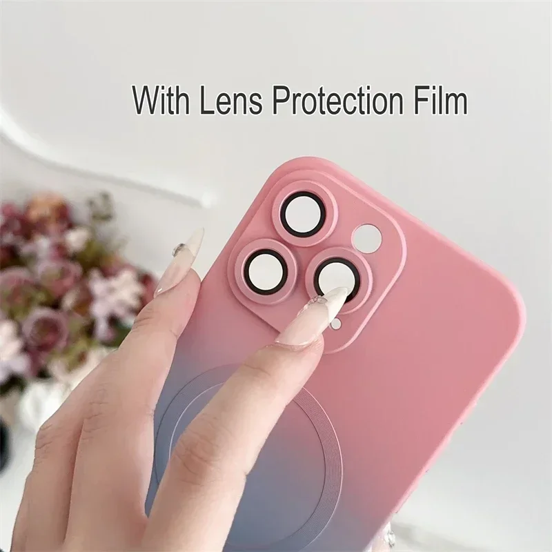 ColorFul Gradient For Magsafe Wireless Charging Case For iPhone 16 15 14 13 12 11 Pro Max Plus Soft Silicone Magnetic Cover image 5