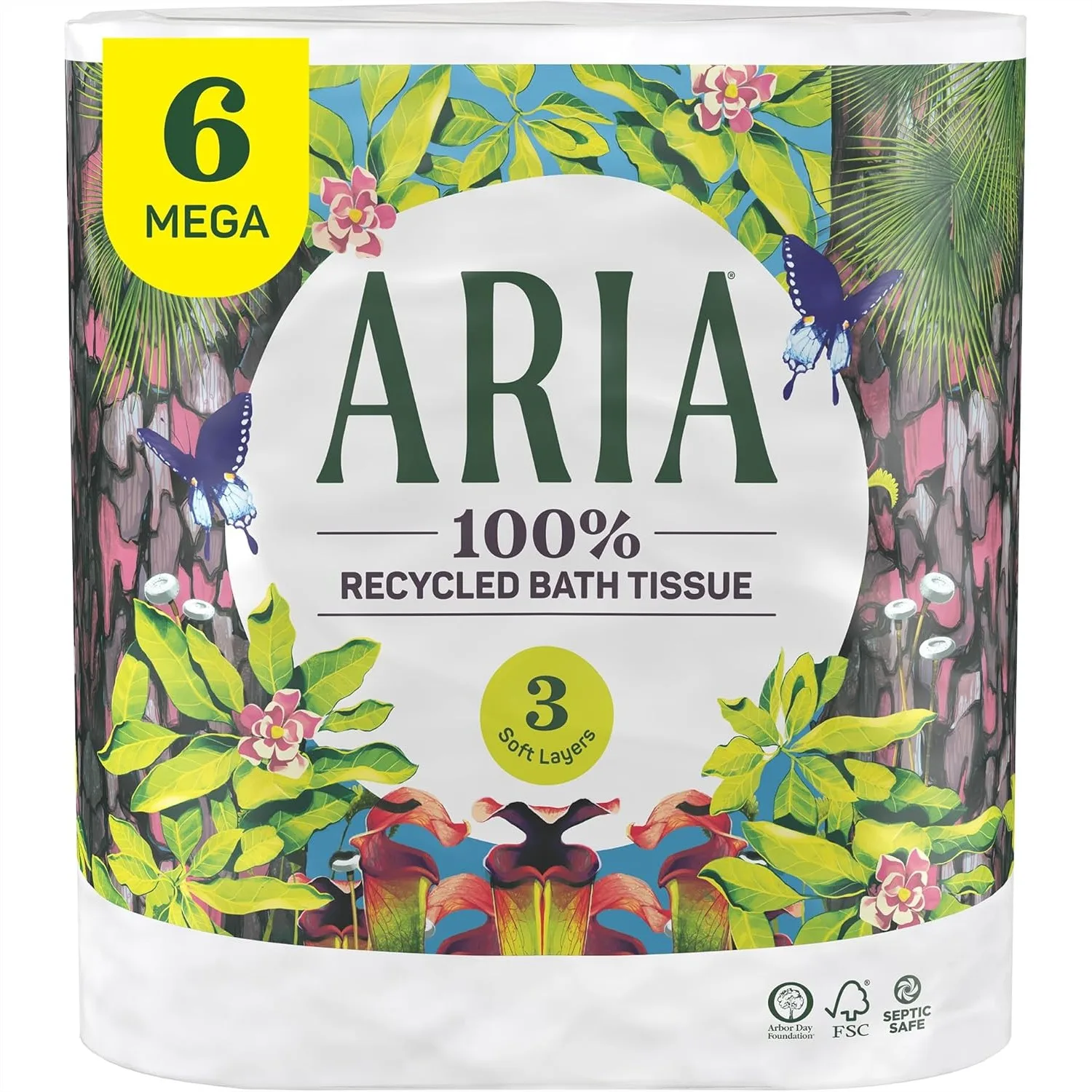 

Recycled Toilet Paper 6 Rolls 3-Ply Soft Bath Tissue with Paper Packaging