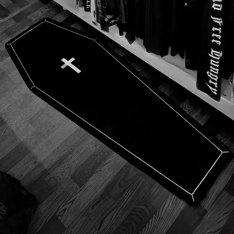 VIKAMA Gothic-Halloween-Bodenmatte, minimalistischer Stil, weich, für Wohnzimmer und Schlafzimmer, Teppich, Schrank, Zubehör, Heimdekoration