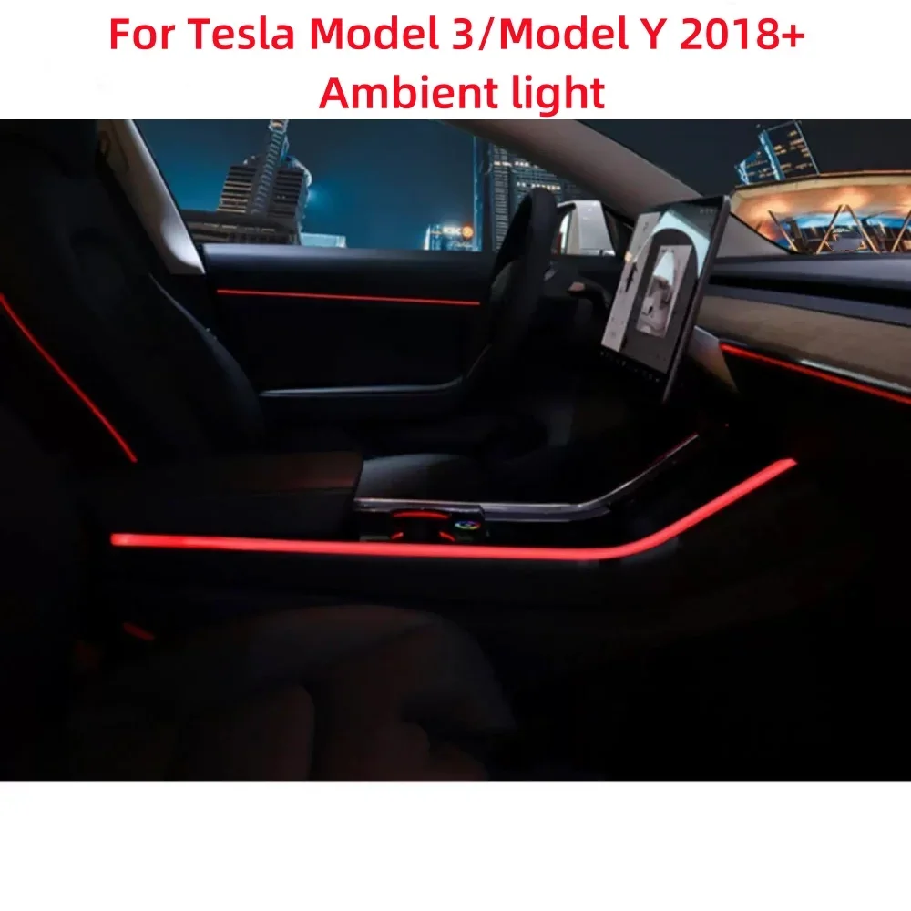 

Latest radium carving style atmosphere light For Tesla Model 3/Model Y 2018+ ambient light LCD screen control horn light cover