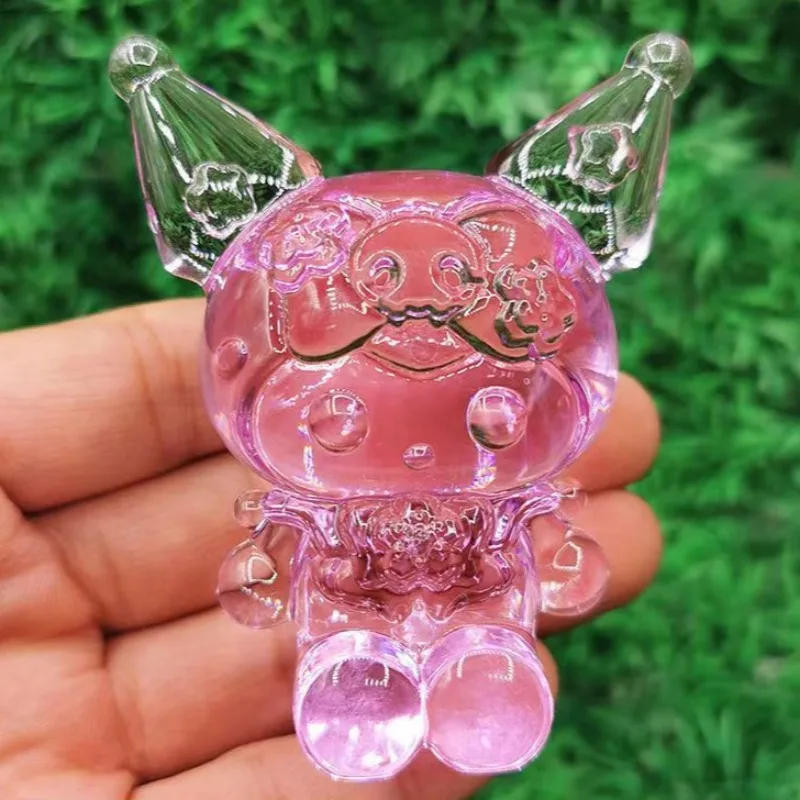 Kawaii Sanrio Crystal Kuromi Gemstone Doll Toy Anime Transparent Color Kuromi Doll Ornament Accessories Children's Toy Gifts